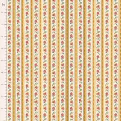 Tilda Village Life Agnes Ochre, Tessuto Crema con Strisce Ocra e Rose Tilda Fabrics - 1