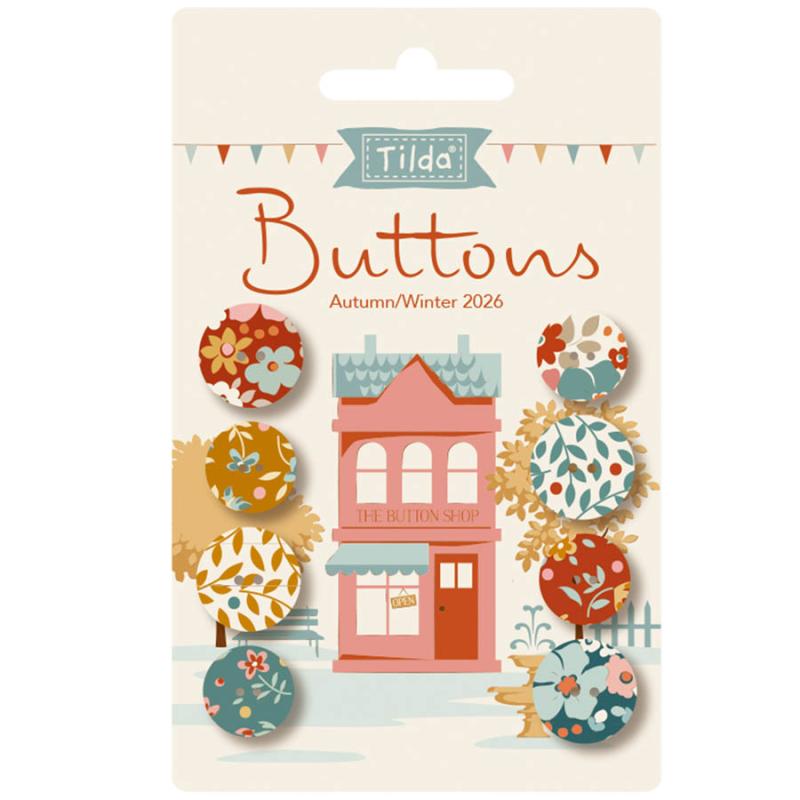 Tilda Village Life Autumn, 8 Bottoni da 14 e 16 mm Autunno Tilda Fabrics - 1