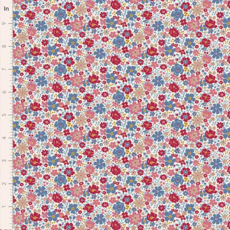 Tilda Village Life Esther Cold Cream, Tessuto Panna con piccoli fiori colorati Tilda Fabrics - 1
