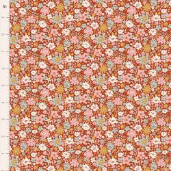 Tilda Village Life Esther Rust, Tessuto Rosso con piccoli fiori colorati Tilda Fabrics - 1