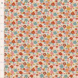 Tilda Village Life Esther Warm Cream, Tessuto Crema con piccoli fiori colorati Tilda Fabrics - 1