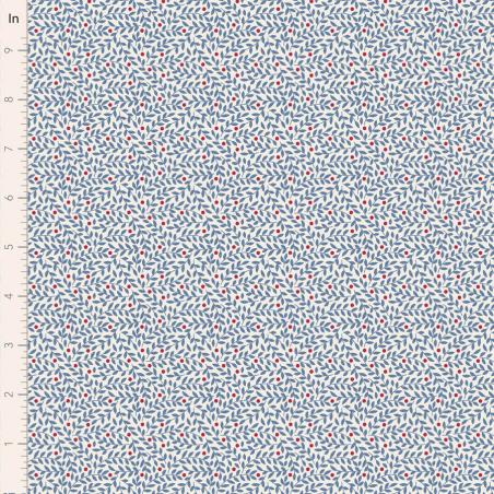 Tilda Village Life Lillian Blue, Tessuto Panna con piccoli rami Blu Tilda Fabrics - 1