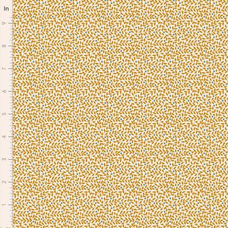 Tilda Village Life Lillian Ochre, Tessuto Panna con piccoli rami Ocra Tilda Fabrics - 1