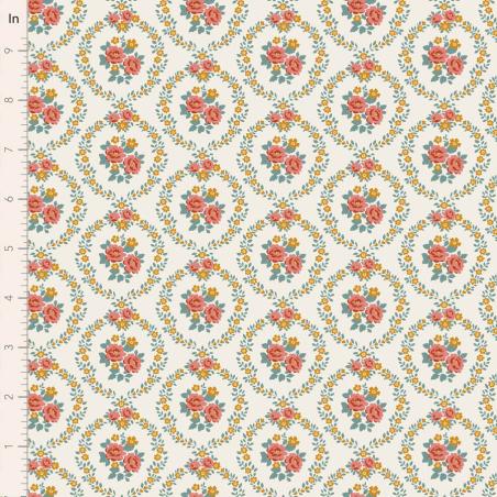 Tilda Village Life Mable Warm Cream, Tessuto Crema con Ghirlande di Rose Tilda Fabrics - 1