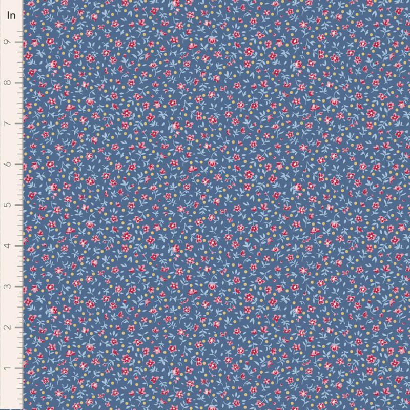 Tilda Village Life Mae Blue, Tessuto Blu con piccoli Fiori Tilda Fabrics - 1
