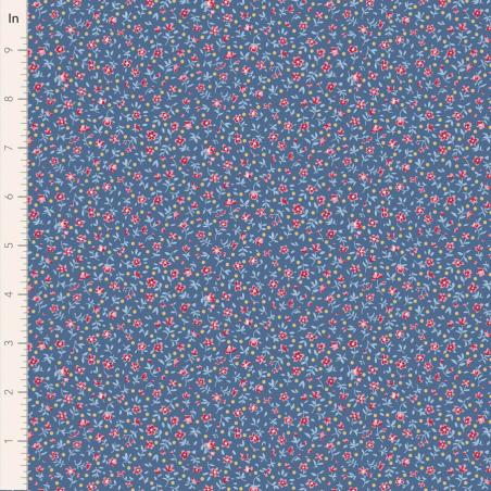 Tilda Village Life Mae Blue, Tessuto Blu con piccoli Fiori Tilda Fabrics - 1
