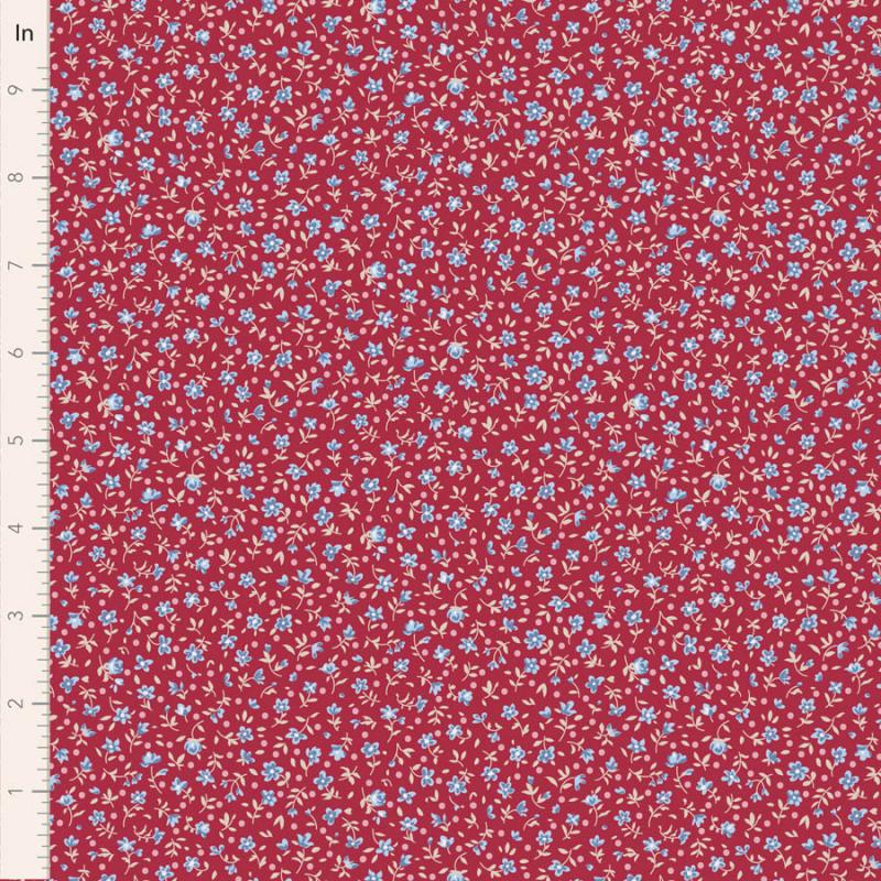 Tilda Village Life Mae Burgundy, Tessuto Bordeaux con piccoli Fiori Tilda Fabrics - 1
