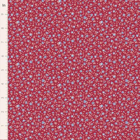 Tilda Village Life Mae Burgundy, Tessuto Bordeaux con piccoli Fiori Tilda Fabrics - 1