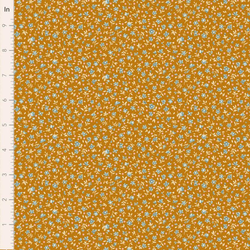 Tilda Village Life Mae Ochre, Tessuto Ocra con piccoli Fiori Tilda Fabrics - 1