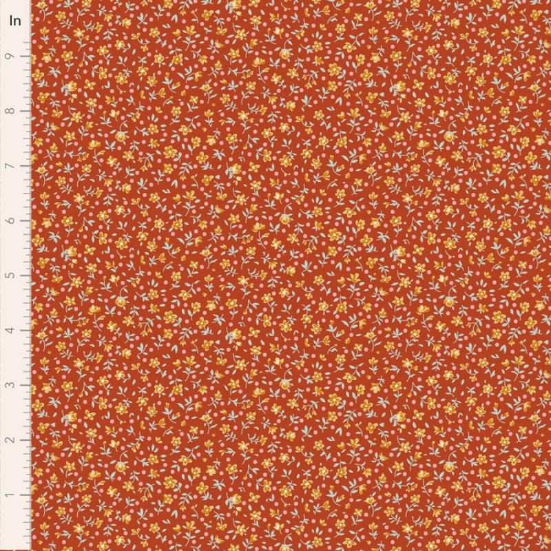 Tilda Village Life Mae Rust, Tessuto Rosso con piccoli Fiori Tilda Fabrics - 1