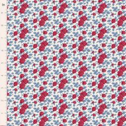 Tilda Village Life Margot Burgundy, Tessuto Panna con Rose Bordeaux e Foglie Teal Tilda Fabrics - 1