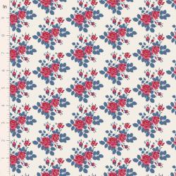 Tilda Village Life Myrtle Blue, Tessuto Panna con Mazzi di Rose e foglie Blu Tilda Fabrics - 1