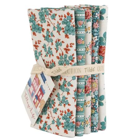 Tilda Village Life Petrol/Teal, 5 Fat Quarter 48 x 53 cm Petrolio/Teal Tilda Fabrics - 1