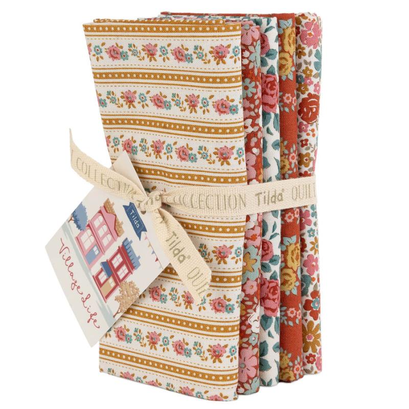 Tilda Village Life Rust/Ochre, 5 Fat Quarter 48 x 53 cm Ruggine/Ocra Tilda Fabrics - 1