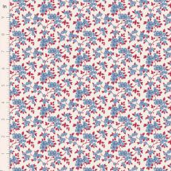 Tilda Village Life Ruth Blue, Tessuto Panna con piccoli rami di fiori Blu Tilda Fabrics - 1