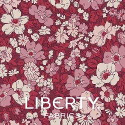 Wide Width 1, Cosmos Park, Tessuto per Retro Rosso con Fiori Rosa - Liberty Fabrics Liberty Fabrics - 1