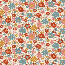 Tilda Village Life Esther Warm Cream, Tessuto Crema con piccoli fiori colorati Tilda Fabrics - 1