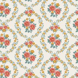 Tilda Village Life Mable Warm Cream, Tessuto Crema con Ghirlande di Rose Tilda Fabrics - 2