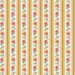 Tilda Village Life Agnes Ochre, Tessuto Crema con Strisce Ocra e Rose Tilda Fabrics - 1