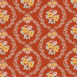 Tilda Village Life Mable Rust, Tessuto Rosso con Ghirlande di Rose Tilda Fabrics - 1
