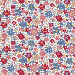 Tilda Village Life Esther Cold Cream, Tessuto Panna con piccoli fiori colorati Tilda Fabrics - 1