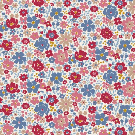 Tilda Village Life Esther Cold Cream, Tessuto Panna con piccoli fiori colorati Tilda Fabrics - 1