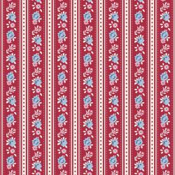 Tilda Village Life Agnes Burgundy, Tessuto Bordeaux con Strisce Bordeaux e Rose Tilda Fabrics - 1