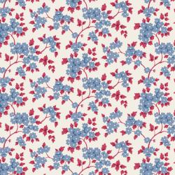 Tilda Village Life Ruth Blue, Tessuto Panna con piccoli rami di fiori Blu Tilda Fabrics - 1