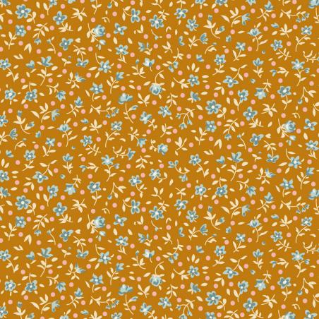 Tilda Village Life Mae Ochre, Tessuto Ocra con piccoli Fiori Tilda Fabrics - 1