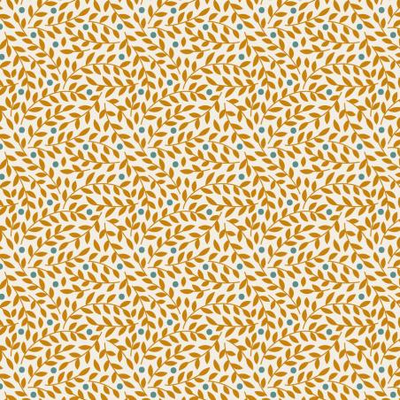 Tilda Village Life Lillian Ochre, Tessuto Panna con piccoli rami Ocra Tilda Fabrics - 1