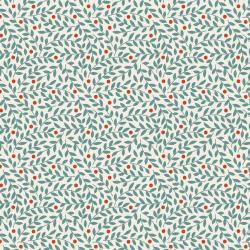Tilda Village Life Lillian Teal, Tessuto Panna con piccoli rami Teal Tilda Fabrics - 1