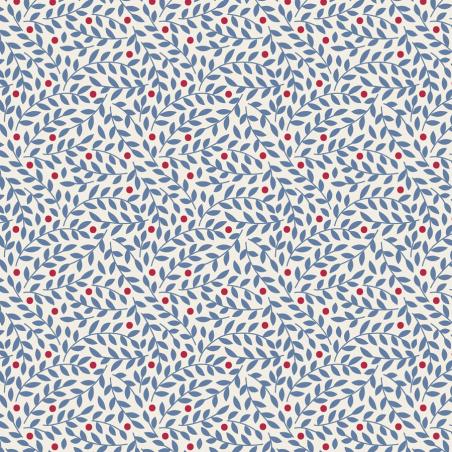 Tilda Village Life Lillian Blue, Tessuto Panna con piccoli rami Blu Tilda Fabrics - 1