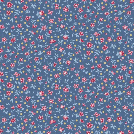 Tilda Village Life Mae Blue, Tessuto Blu con piccoli Fiori Tilda Fabrics - 1