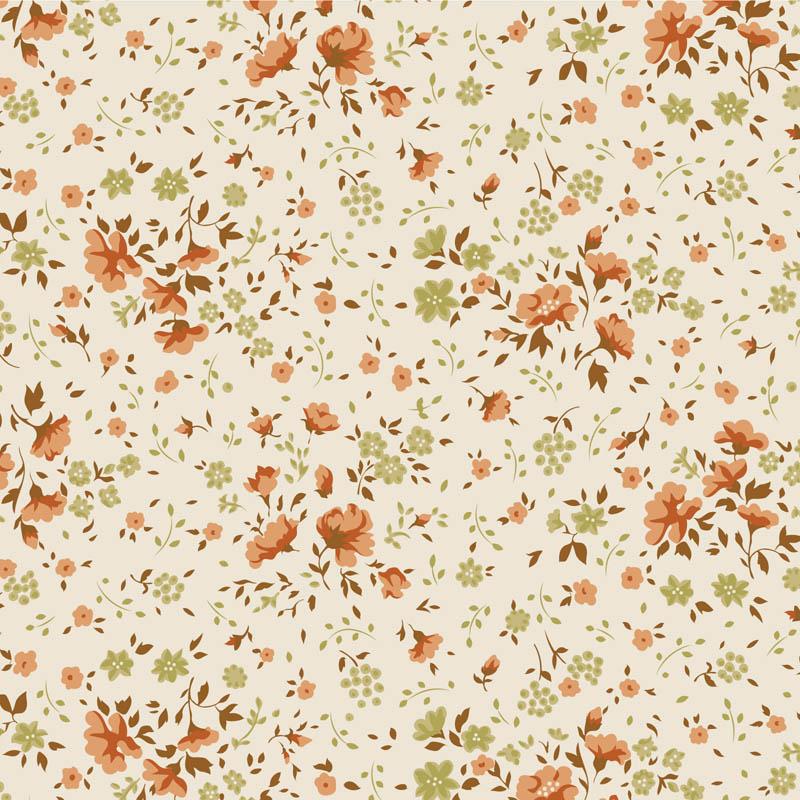 Tilda Wideback Basics Ellie Ginger/Olive, Tessuto Crema con piccoli fiori zenzero e oliva