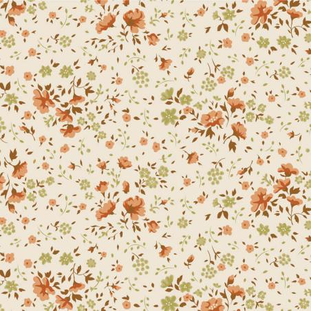 Tilda Wideback Basics Ellie Ginger/Olive, Tessuto Crema con piccoli fiori zenzero e oliva