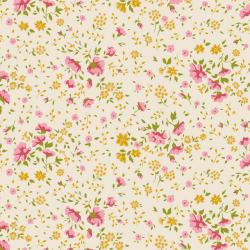 Tilda Wideback Basics Ellie Pink/Yellow, Tessuto Crema con piccoli fiori rosa e gialli