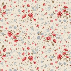Tilda Wideback Basics Ellie Red/Slate, Tessuto Crema con piccoli fiori rossi e azzurri