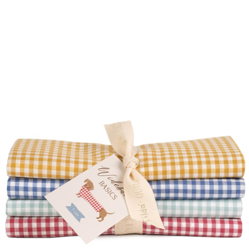 Tilda Wideback Basics Gingham Bundle, 4 tessuti a quadretti vichy pretagliati da 132 x 48 cm Tilda Fabrics - 1