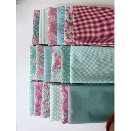 Bundle Fat Quarter di tessuti Tilda Turchese e Rosa Tilda Fabrics - 1