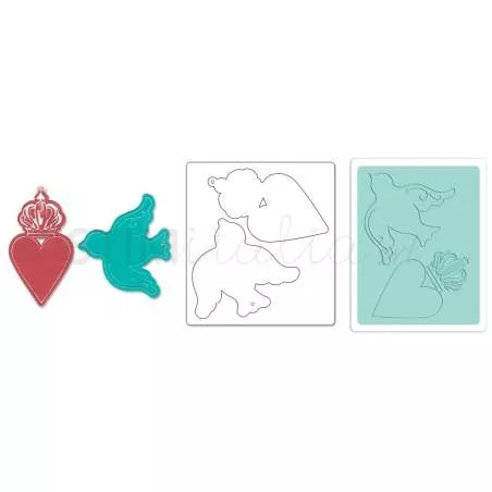 Bigz Die w/Bonus Textured Impressions Heart Crown & Bird Tags by Jen Long_WWC Sizzix - Big Shot - 1