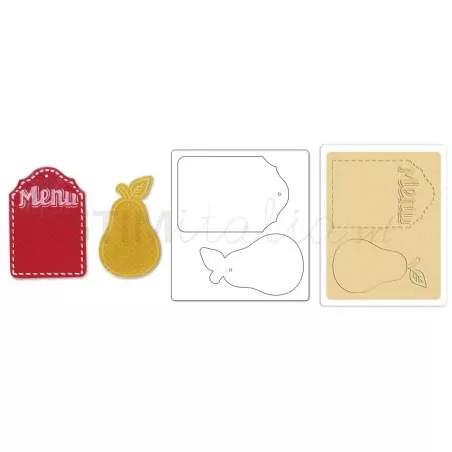 Bigz Die w/Bonus Textured Impressions - Pear & Menu Tags by Jen Long_WWC Sizzix - Big Shot - 1