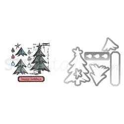 Framelits Die Set 6PK w/Stamps Tree Blueprint by Tim Holtz Sizzix - Big Shot - 1