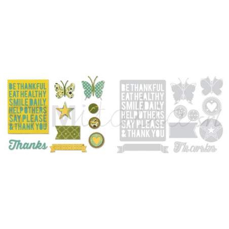 Sizzix, Thinlits Die Set 10PK - Be Thankful by Jillibean Soup Sizzix - Big Shot - 1