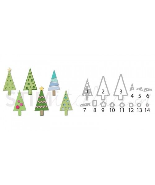 Sizzix, Triplits Die Set 14PK - Christmas Trees by Stephanie Barnard Sizzix - Big Shot - 1