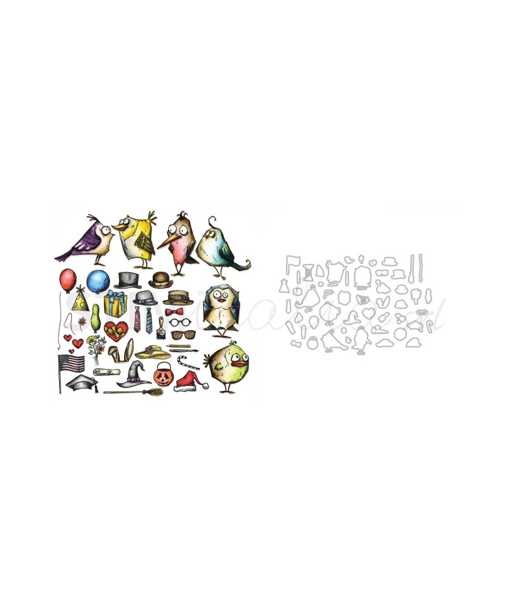 Framelits Die Set 51PK Mini Bird Crazy & Things by Tim Holtz Sizzix - Big Shot - 1