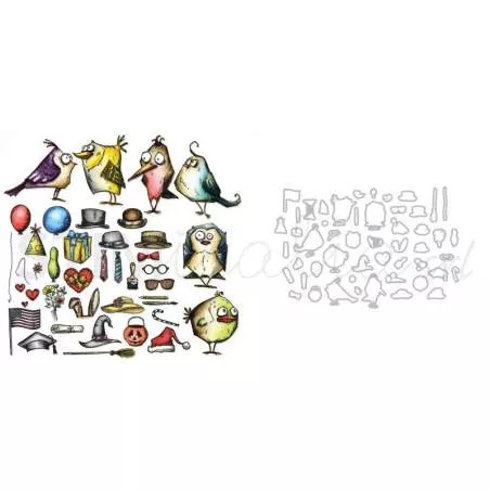 Framelits Die Set 51PK Mini Bird Crazy & Things by Tim Holtz Sizzix - Big Shot - 1