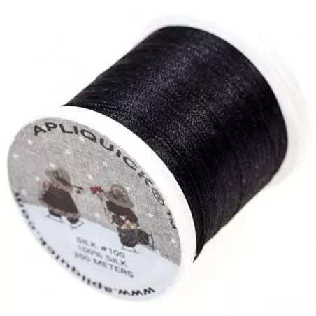 Filo di Seta Nero Apliquick, titolo 100 da 200 m - SILK THREAD Apliquick - 1