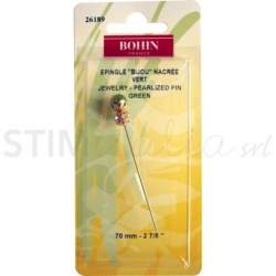 Bohin, Spillo Decorativo Testa con Perla bijou Verde, 70mm - 1pz Bohin - 1