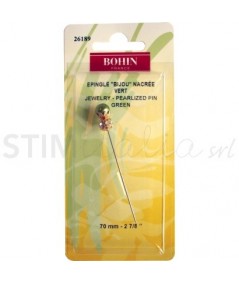 Bohin, Spillo Decorativo Testa con Perla bijou Verde, 70mm - 1pz Bohin - 1