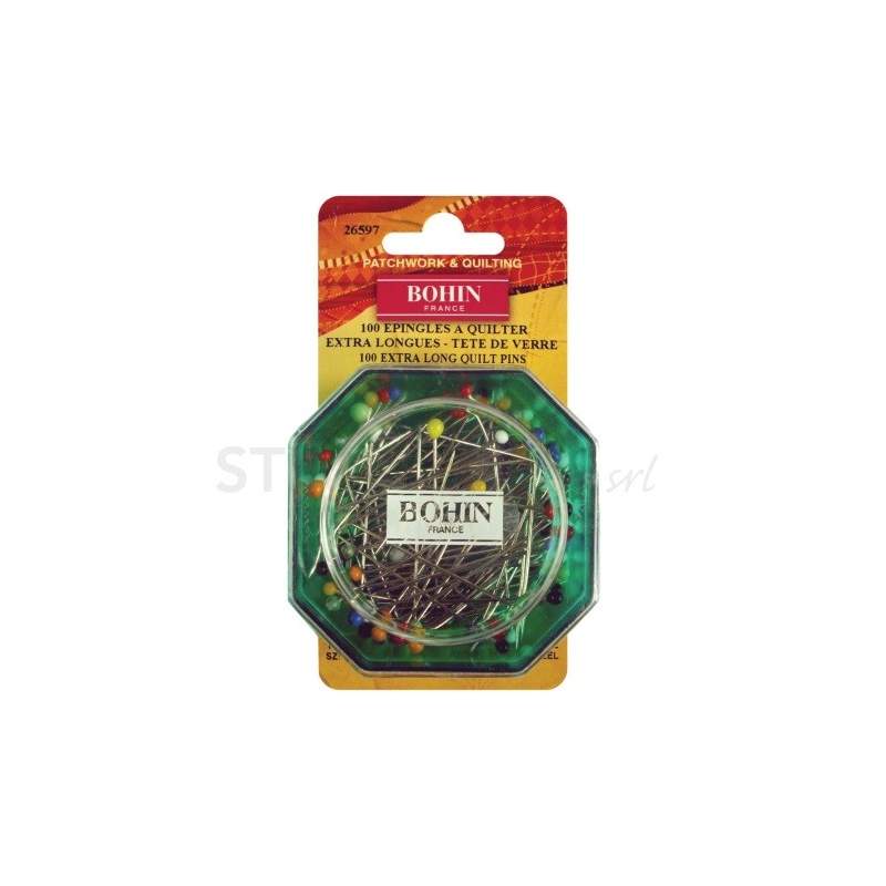 Bohin, Spilli con Testa di Vetro per Patchwork e Quilting, colori assortiti da 0,80 mm - 100pz Bohin - 1